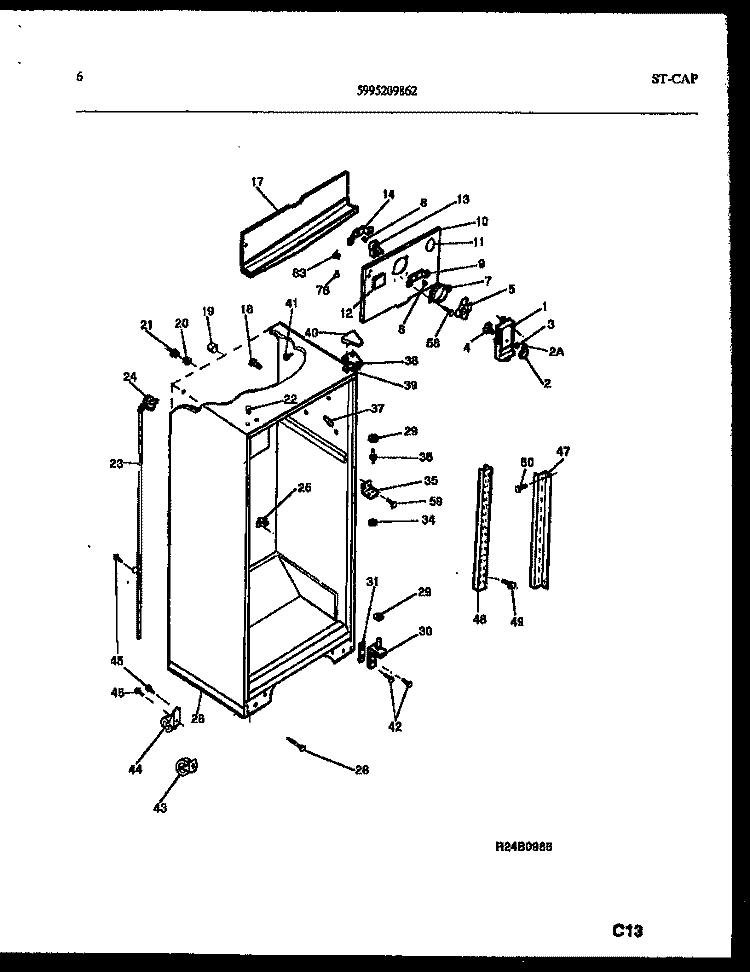 CABINET PARTS Diagram and Parts List for FPW21TIPW0  Frigidaire Refrigerator