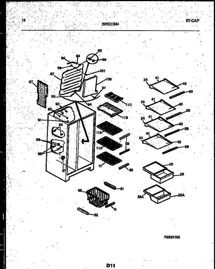 SHELVES AND SUPPORTS Diagram and Parts List for 95-2491-23-00  Tappan Refrigerator