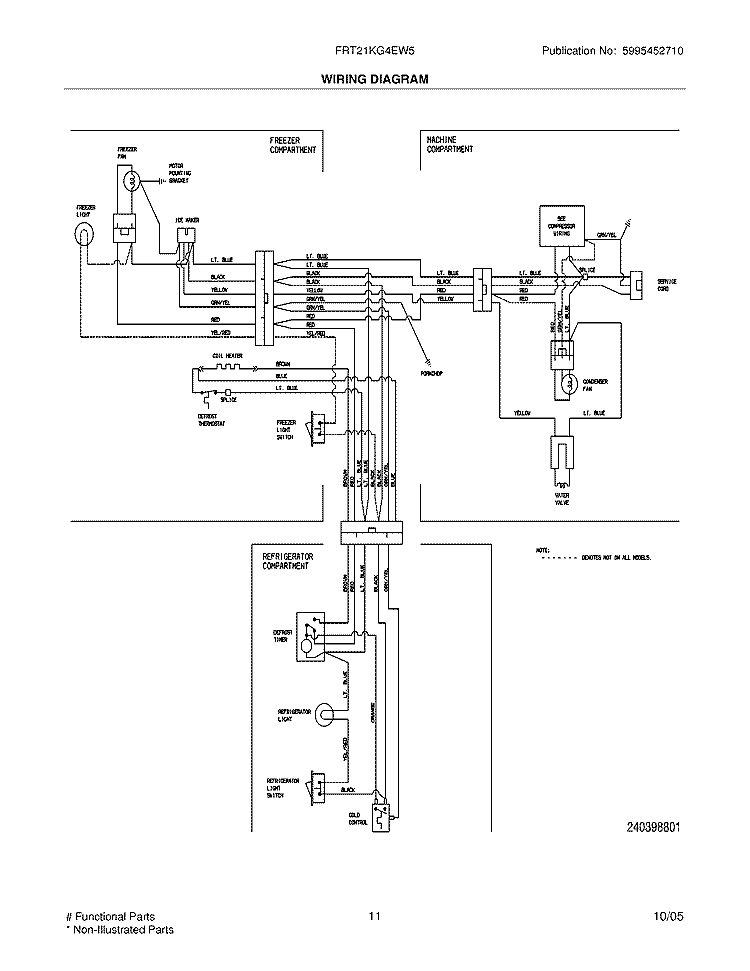 WIRING DIAGRAM Diagram and Parts List for FRT21KG4EW5  Frigidaire Refrigerator