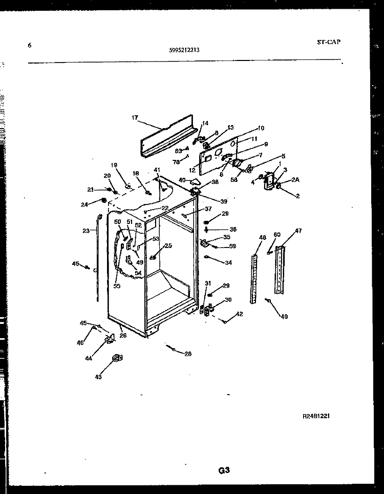 CABINET PARTS Diagram and Parts List for FPCE21TPW1  Frigidaire Refrigerator