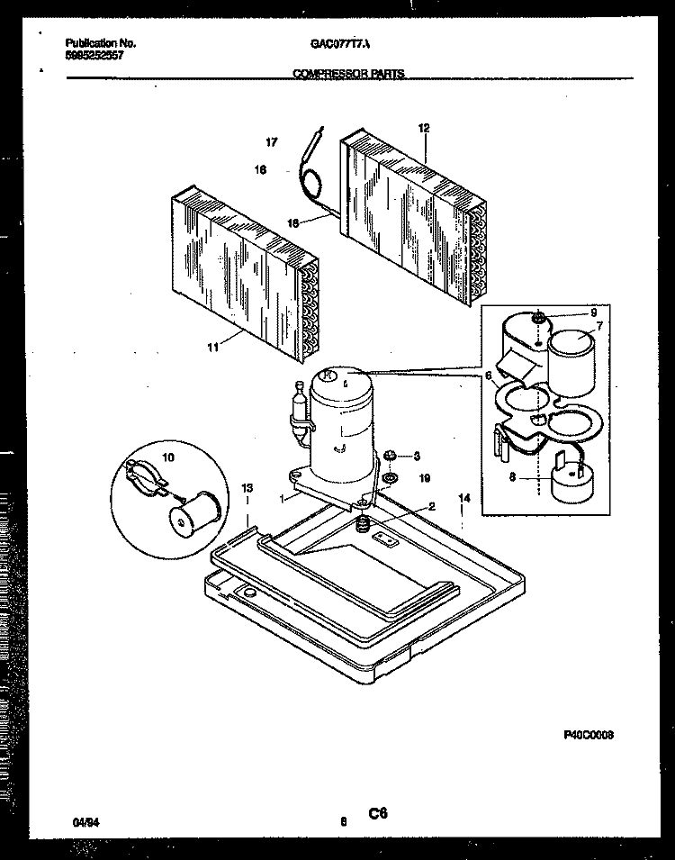 COMPRESSOR PARTS Diagram and Parts List for GAC077T7A2  Gibson Air Conditioner