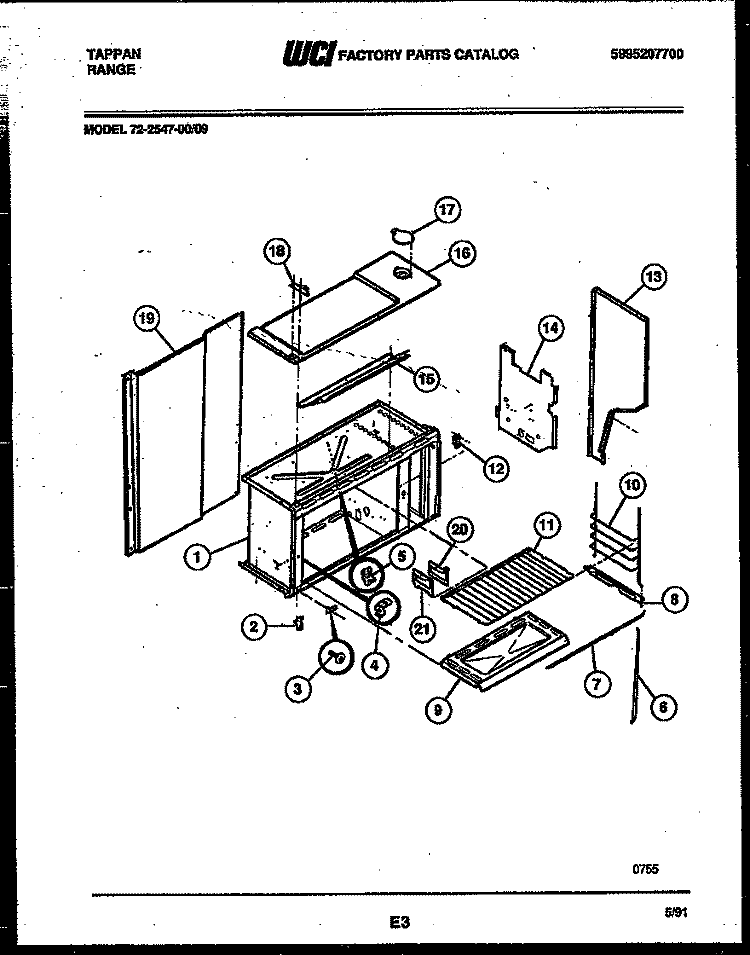 UPPER BODY PARTS Diagram and Parts List for 72-2547-23-09  Tappan Range