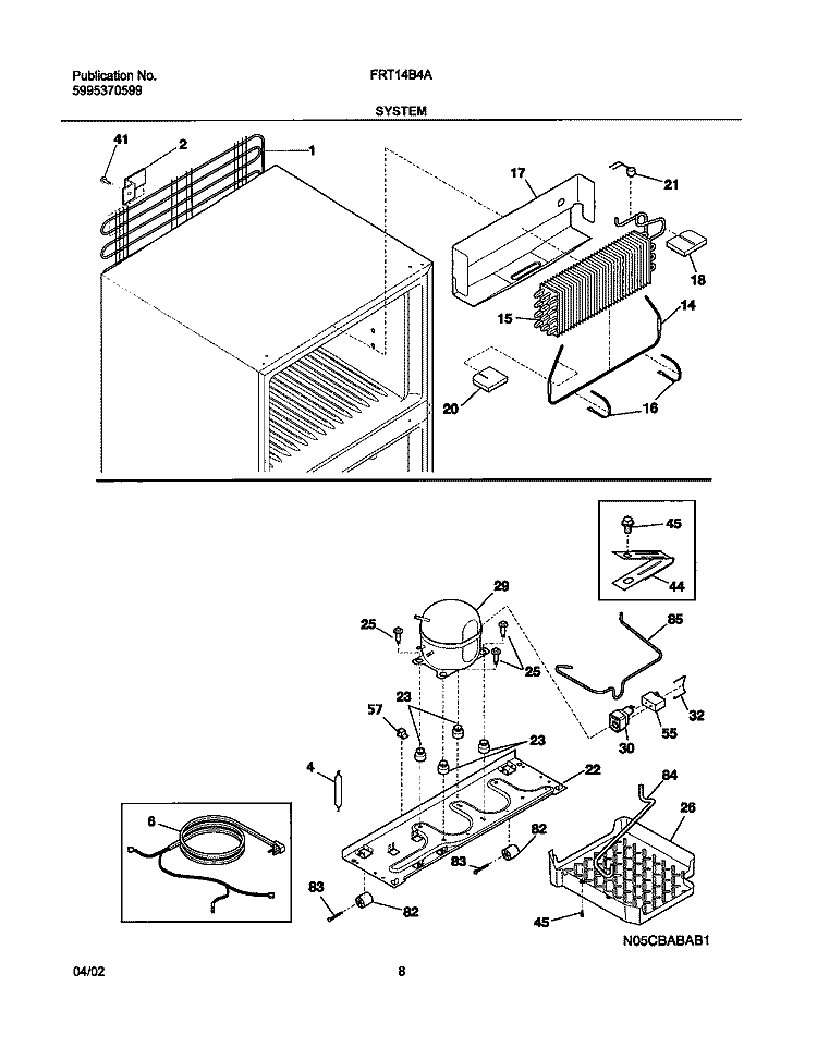 SYSTEM Diagram and Parts List for FRT14B4AZ1  Frigidaire Refrigerator