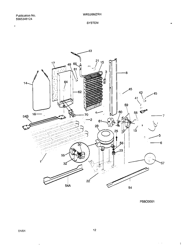 SYSTEM Diagram and Parts List for WRS26MZRHD0  Westinghouse Refrigerator