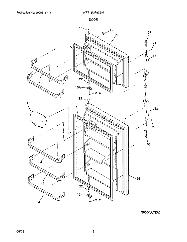DOOR Diagram and Parts List for WRT18MP6CSM  Crosley Refrigerator