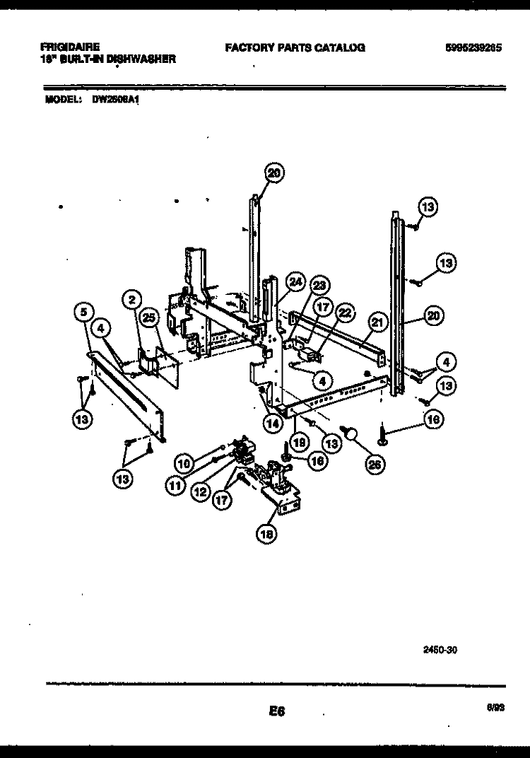 POWER DRY AND MOTOR PARTS Diagram and Parts List for DW2508A1  Frigidaire Dishwasher