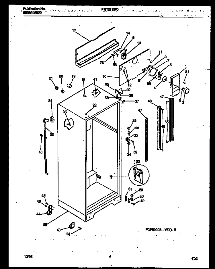 CABINET PARTS Diagram and Parts List for PRT217MCH3  Frigidaire Refrigerator