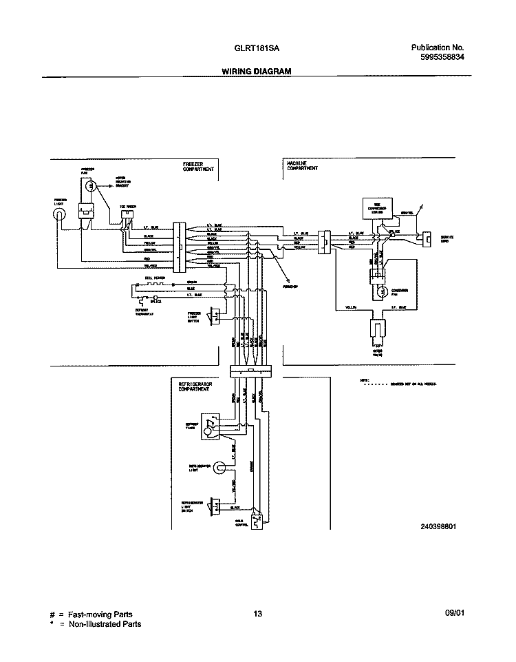 WIRING DIAGRAM Diagram and Parts List for GLRT181SAW0  Frigidaire Refrigerator
