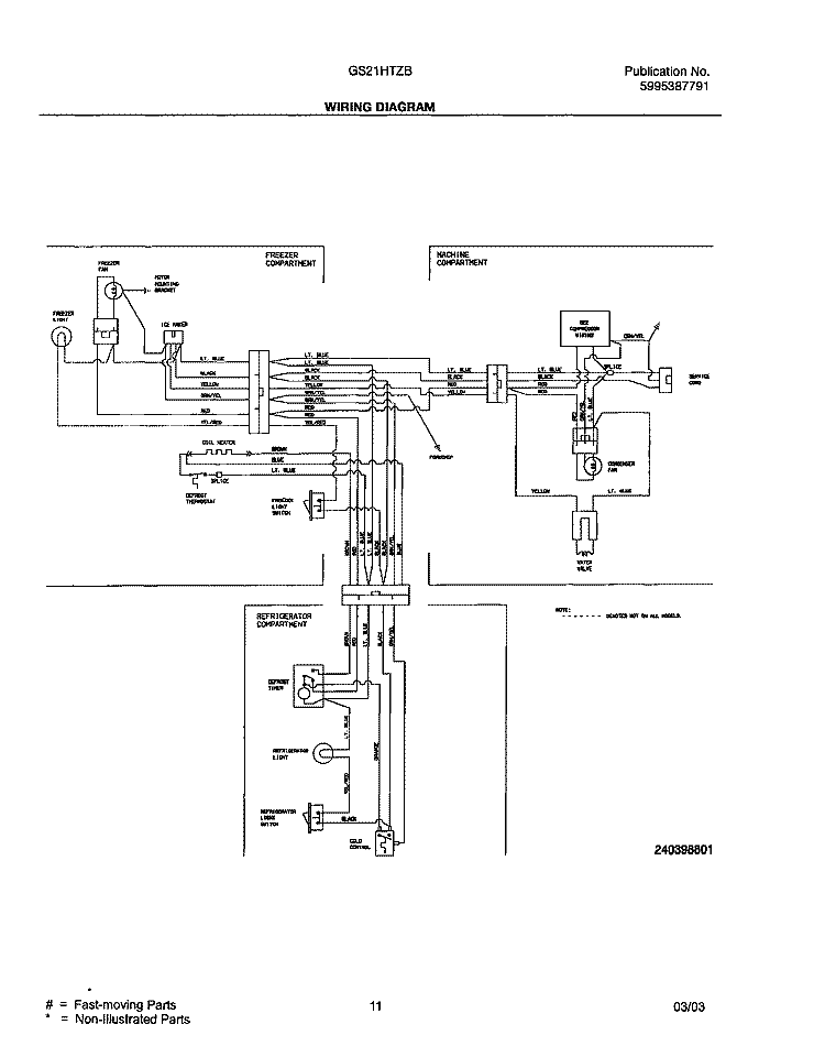 WIRING DIAGRAM Diagram and Parts List for GS21HTZBC1  Frigidaire Refrigerator