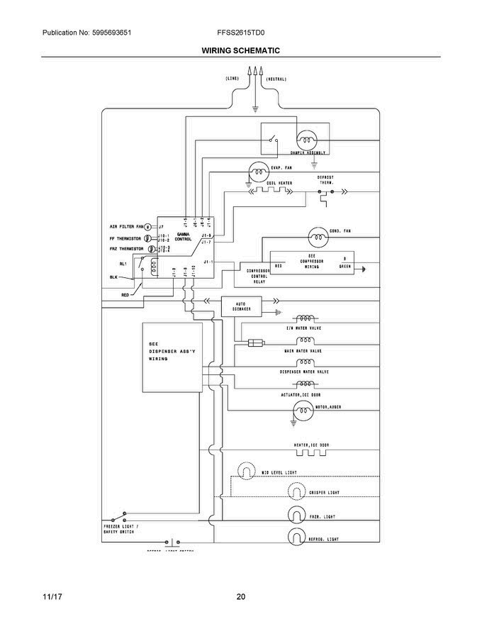 11 - Wiring Schematic Diagram and Parts List for FFSS2615TD0  Frigidaire Refrigerator