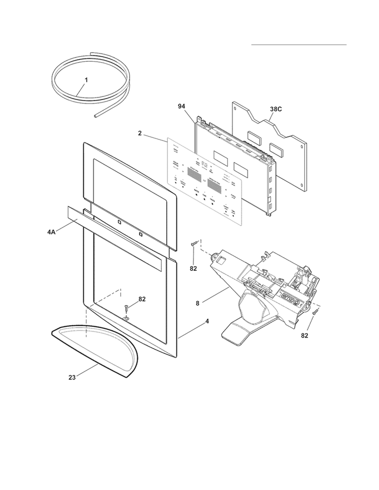 Controls & Ice Dispenser Diagram and Parts List for FGHF2344MF5  Frigidaire Refrigerator