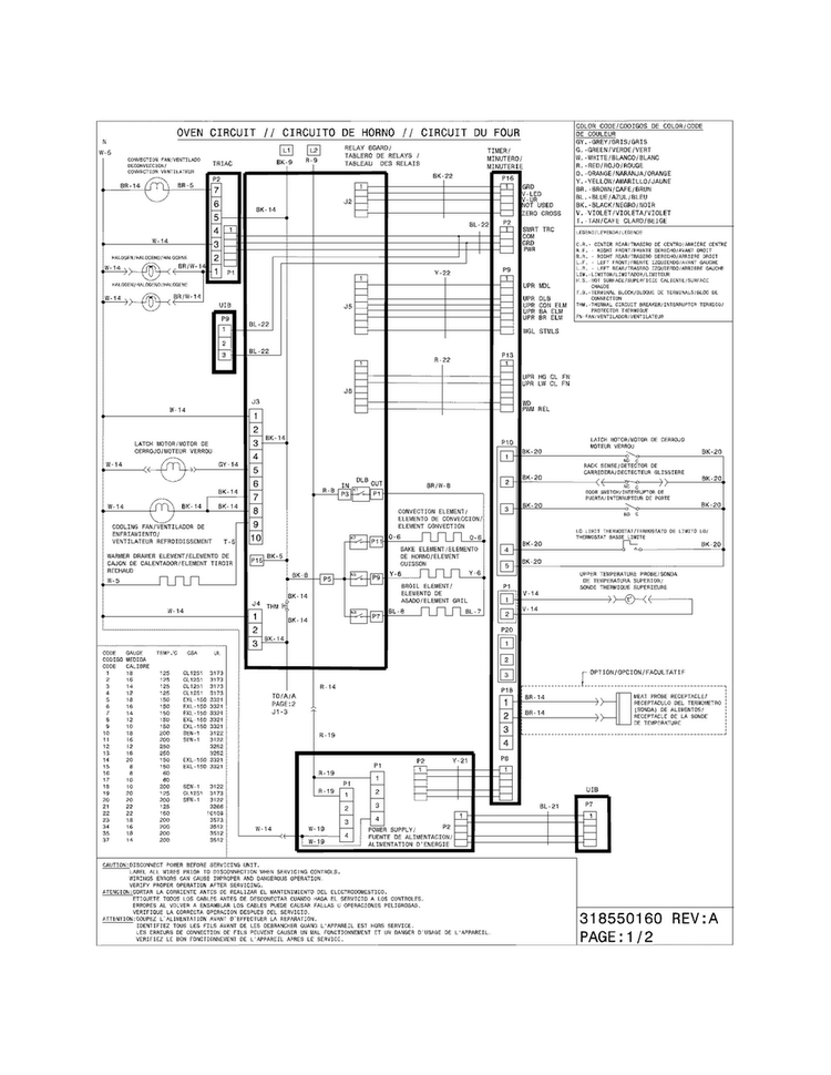 Wiring Diagram Diagram and Parts List for EI30ES5CJSC  Electrolux Range