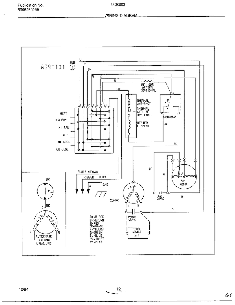 Wiring Diagram Diagram and Parts List for 5328002B  Frigidaire Air Conditioner