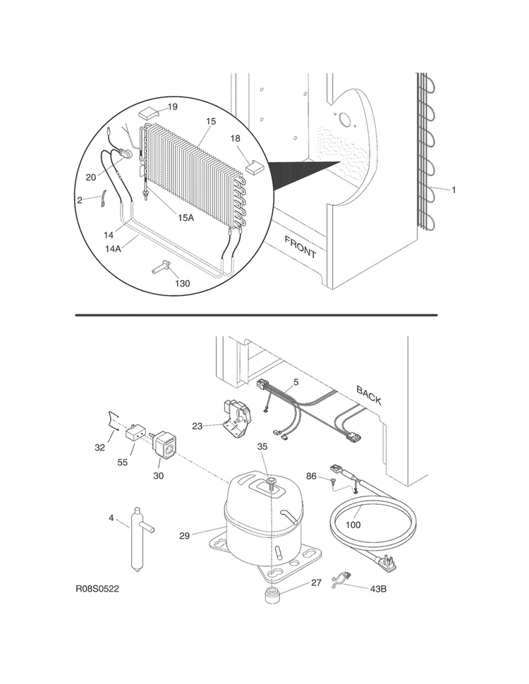 System Diagram and Parts List for FRU17G4JW24  Frigidaire Refrigerator