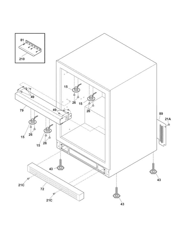 Cabinet Diagram and Parts List for E24RD75KPS1  Electrolux Refrigerator