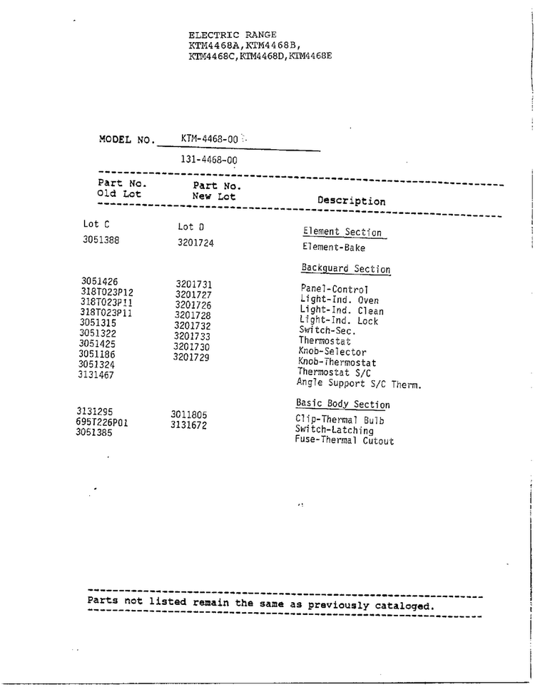 Electric Range/information Page 2 Diagram and Parts List for 4468B  Frigidaire Range