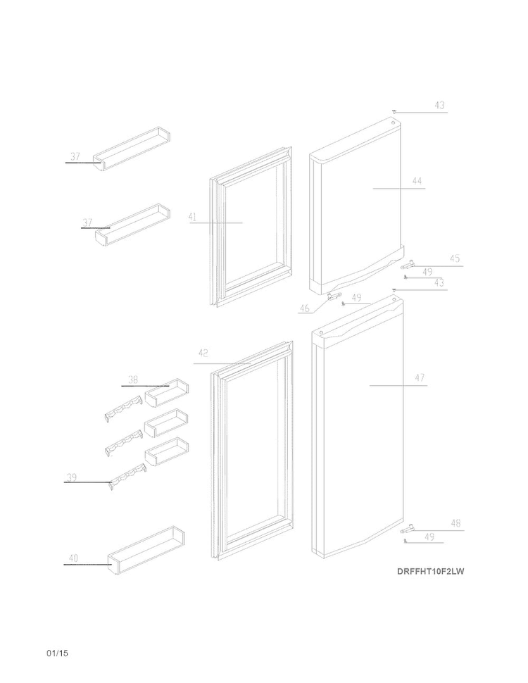 Doors Diagram and Parts List for FFHT10F2LW  Frigidaire Refrigerator