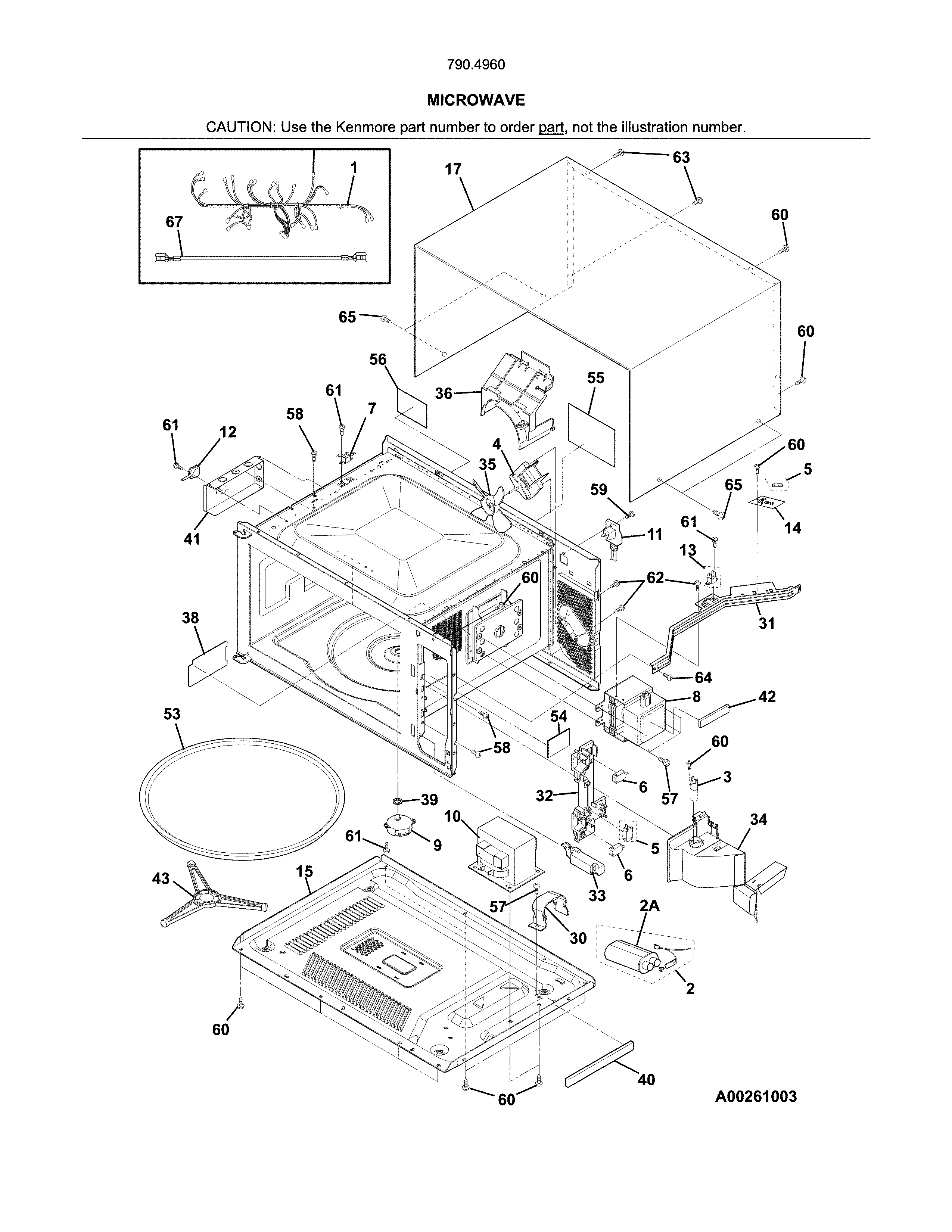 Microwave Diagram and Parts List for 79049609315  Kenmore Microwave