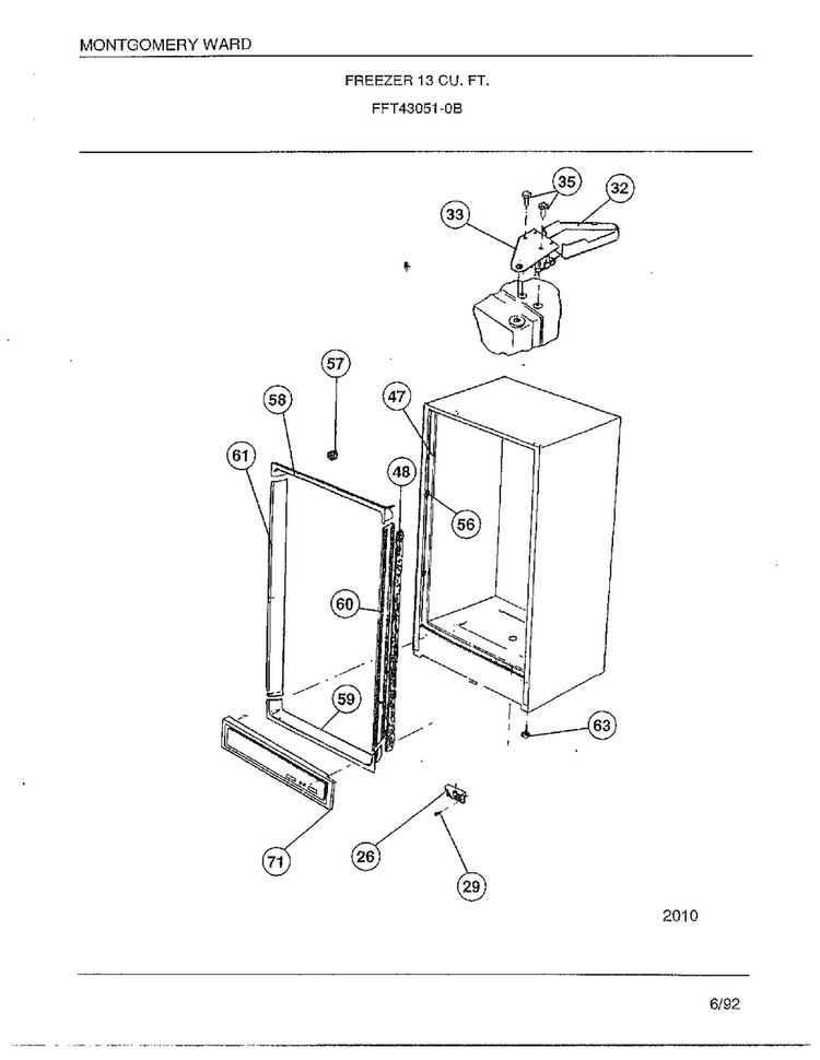 Freezer 13 Cubic Feet Page 3 Diagram and Parts List for 43051-0B  Frigidaire Freezer