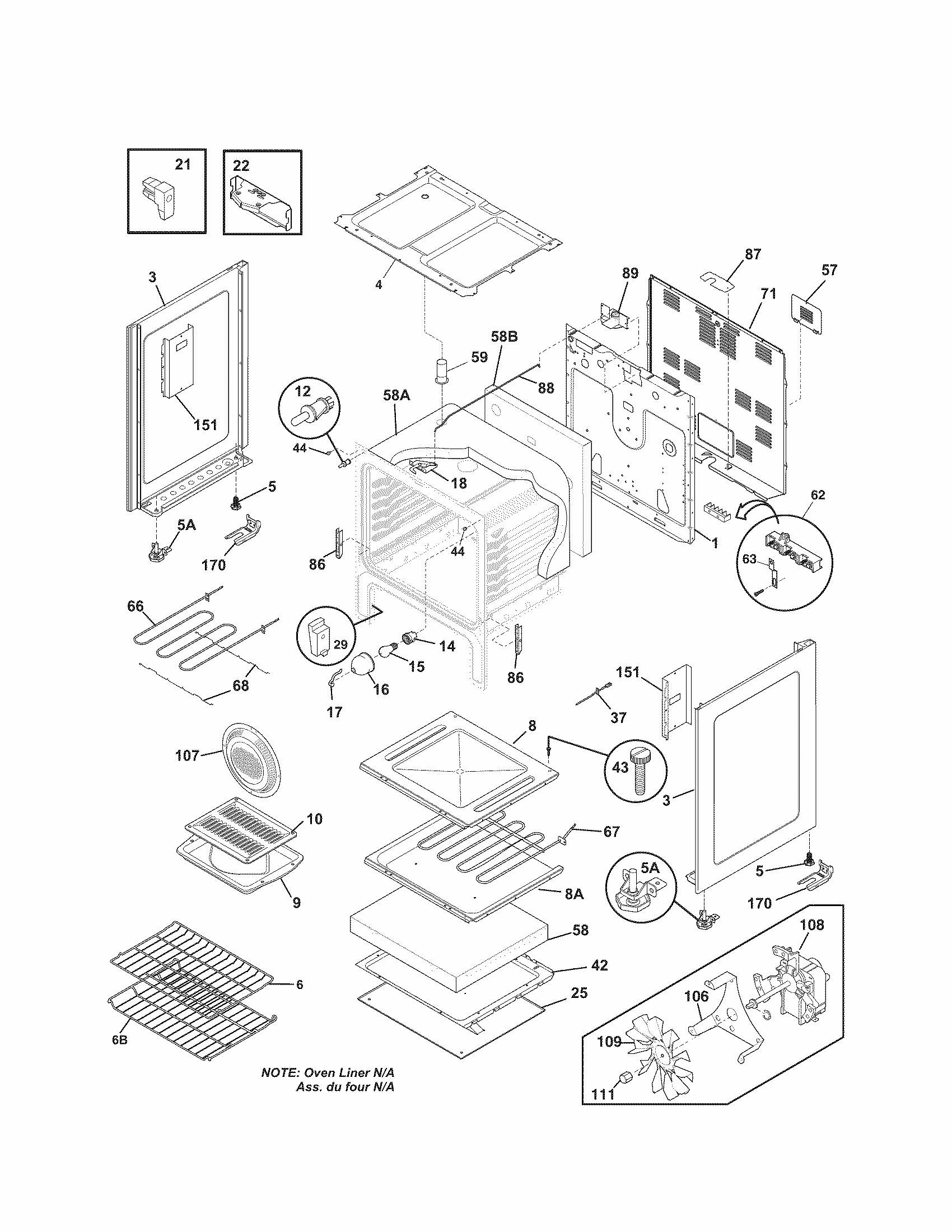Body Diagram and Parts List for 79090313014  Kenmore Range