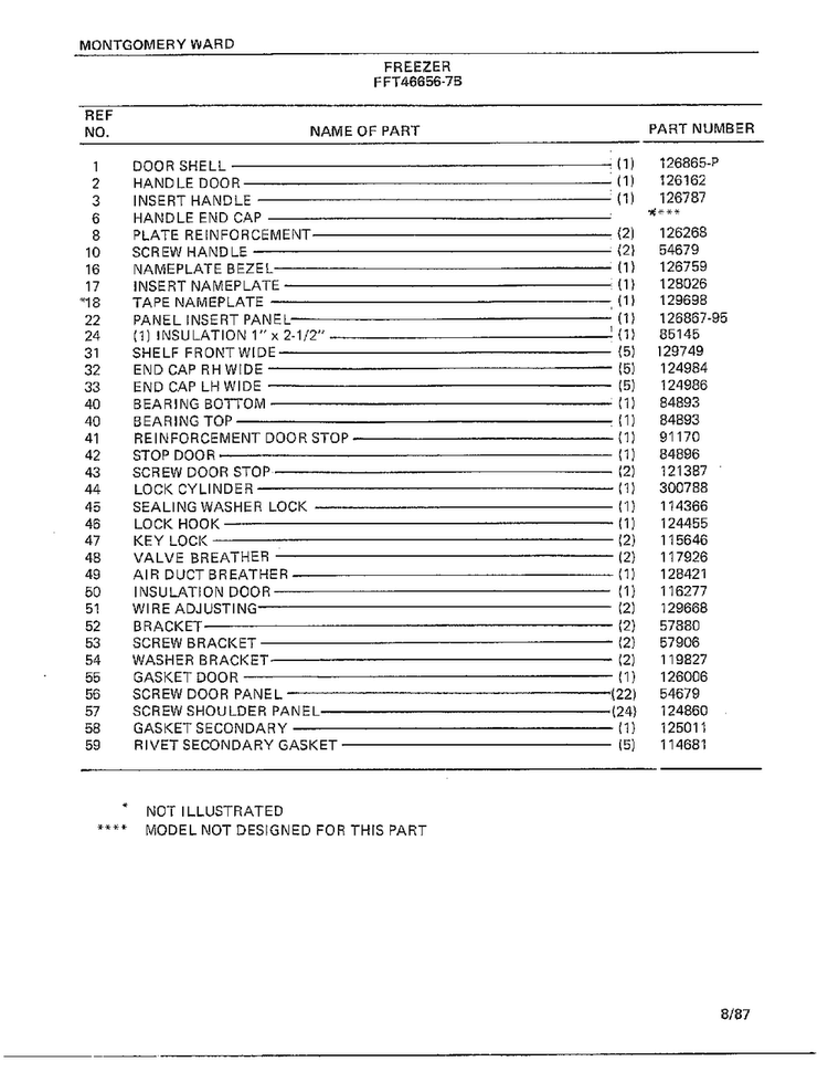 Freezer Page 2 Diagram and Parts List for 46656B-7  Frigidaire Freezer