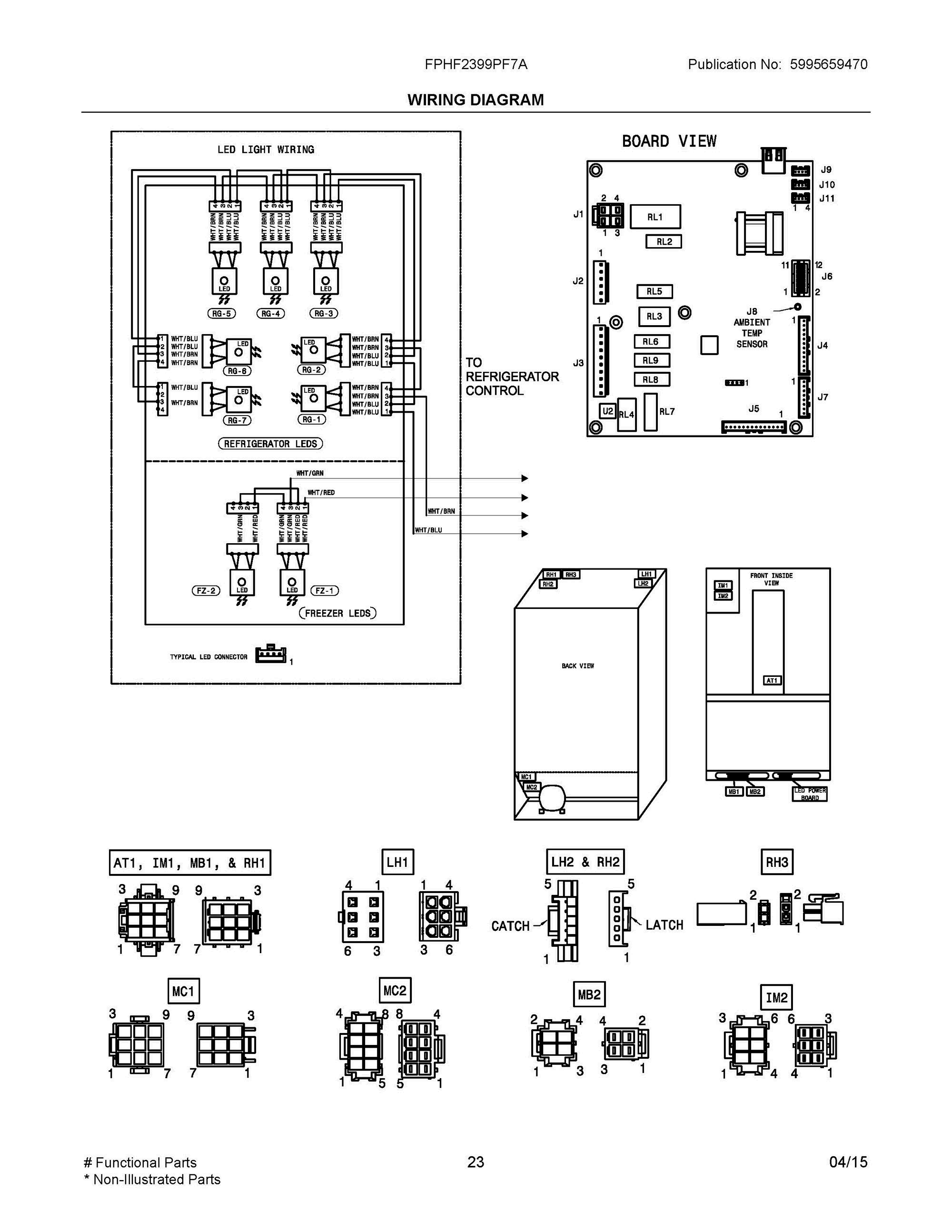 12 - WIRING DIAGRAM Diagram and Parts List for FPHF2399PF7A  Frigidaire Refrigerator