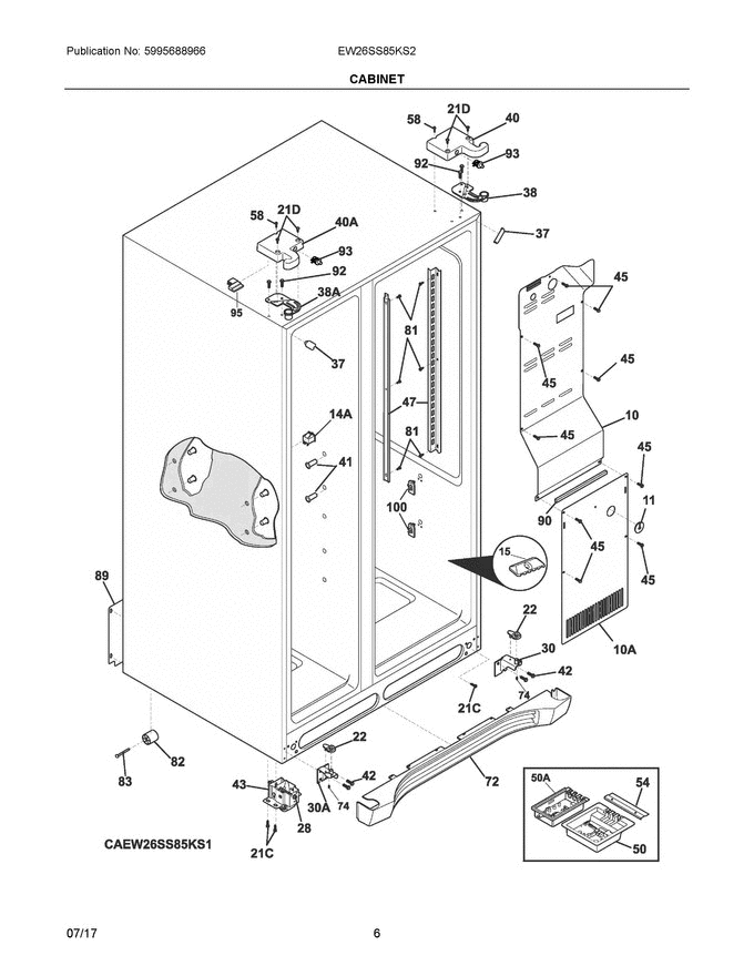 04 - Cabinet Diagram and Parts List for EW26SS85KS2  Electrolux Refrigerator