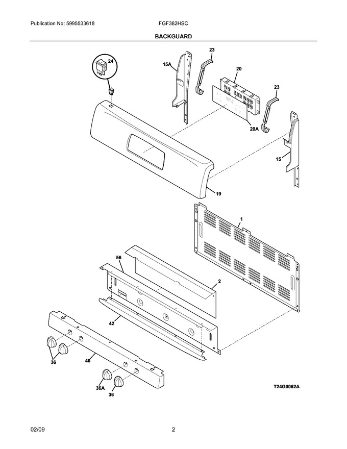 Backguard Diagram and Parts List for 79097432801  Kenmore Range