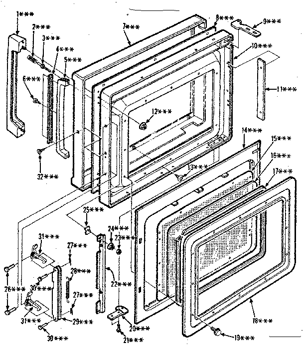 Door Parts Diagram and Parts List for 5648888310  Kenmore Microwave