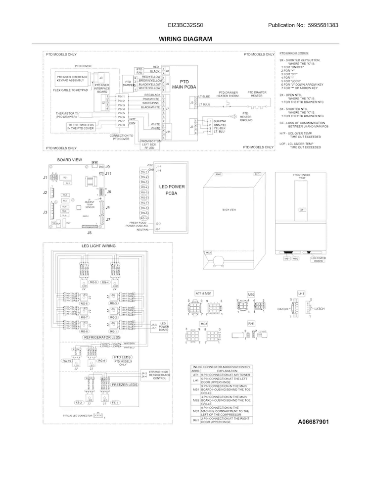Wiring Diagram Diagram and Parts List for EI23BC32SS0  Electrolux Refrigerator