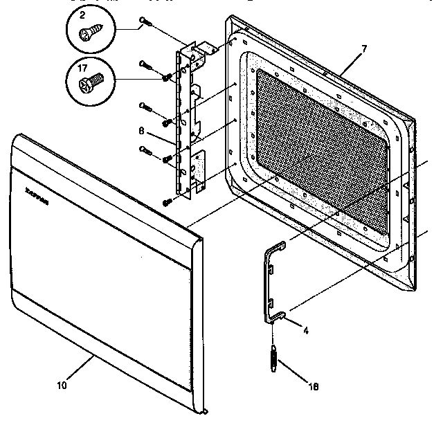 Door Diagram and Parts List for SMS139T1B2 941354510 Tappan Microwave