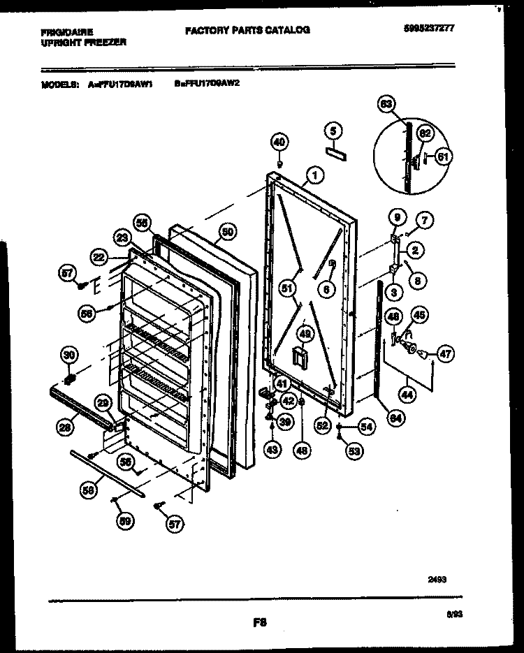 DOOR PARTS Diagram and Parts List for FFU17D9AW2  Frigidaire Freezer