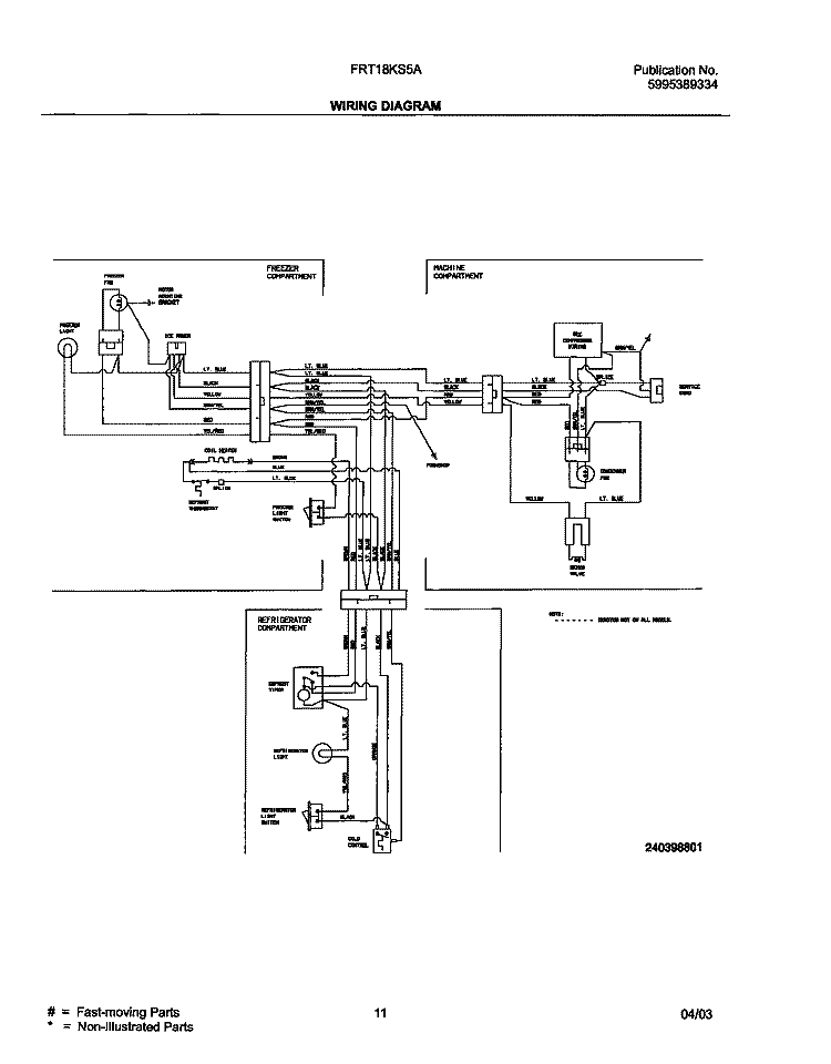 WIRING DIAGRAM Diagram and Parts List for FRT18KS5AW8  Frigidaire Refrigerator