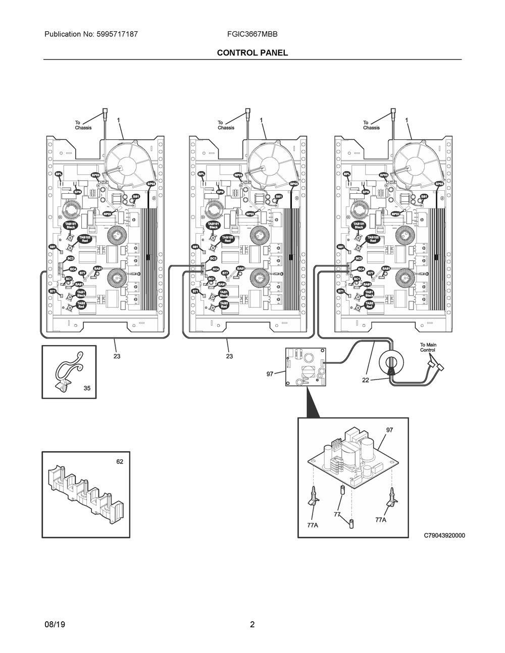 Control Panel Diagram and Parts List for FGIC3667MBB  Frigidaire Cooktop