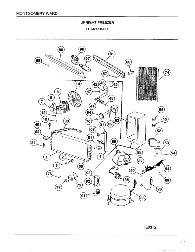Upright Freezer Page 3 Diagram and Parts List for 46658C  Frigidaire Freezer