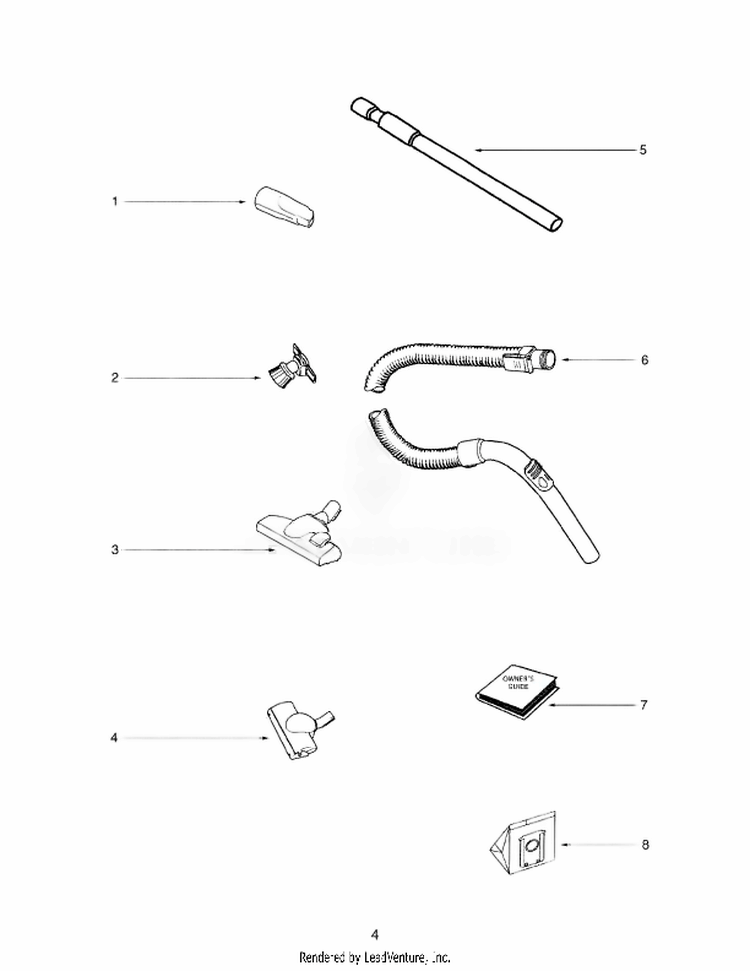 Accessories Diagram and Parts List for EL6986B  Electrolux Canister Vacuum