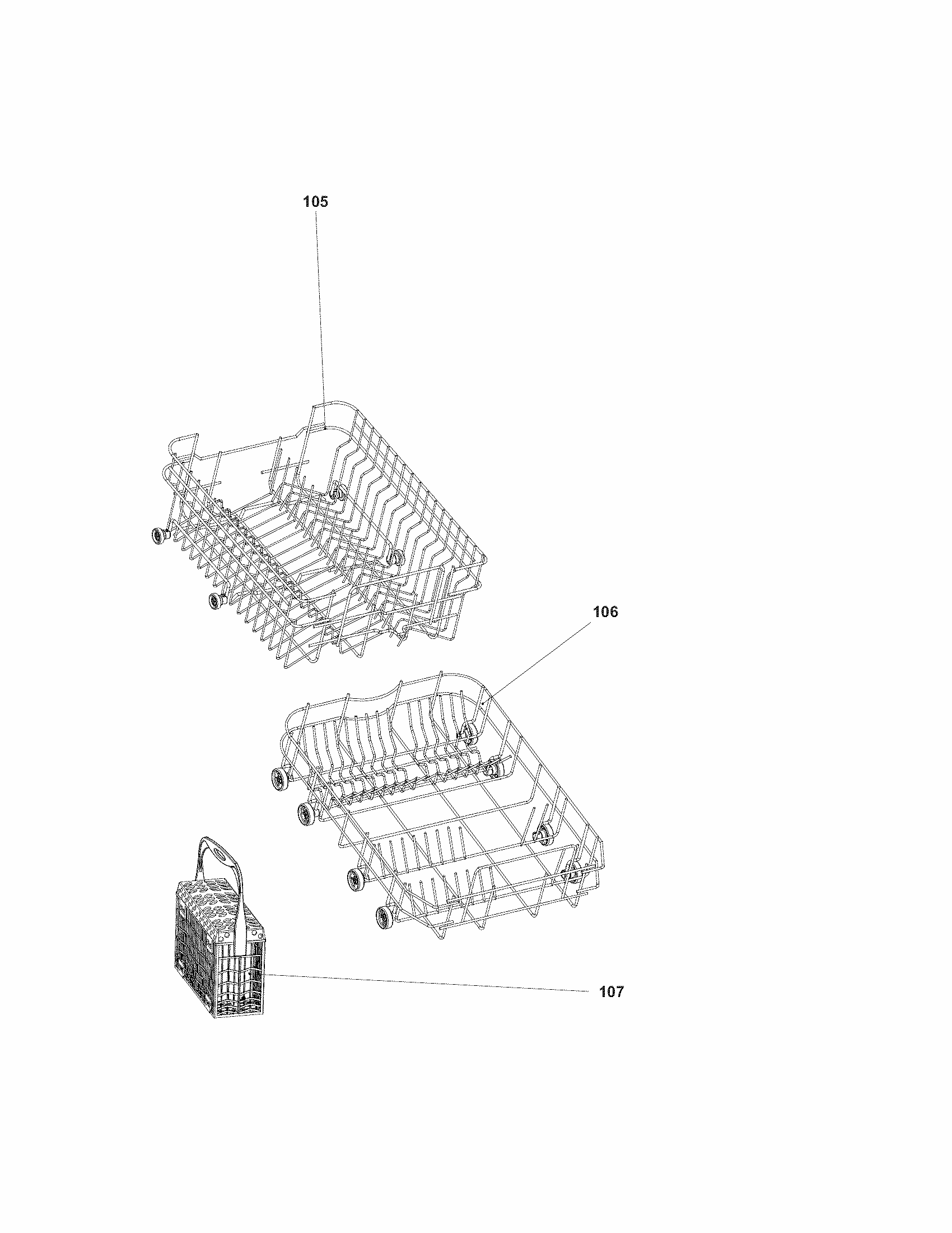 Racks Diagram and Parts List for 58714662110  Kenmore Dishwasher