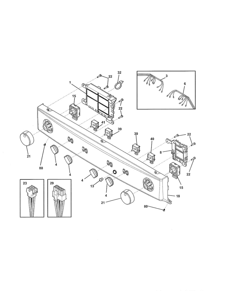Control Panel Diagram and Parts List for FFLE2022MW2  Frigidaire Washer Dryer Combo
