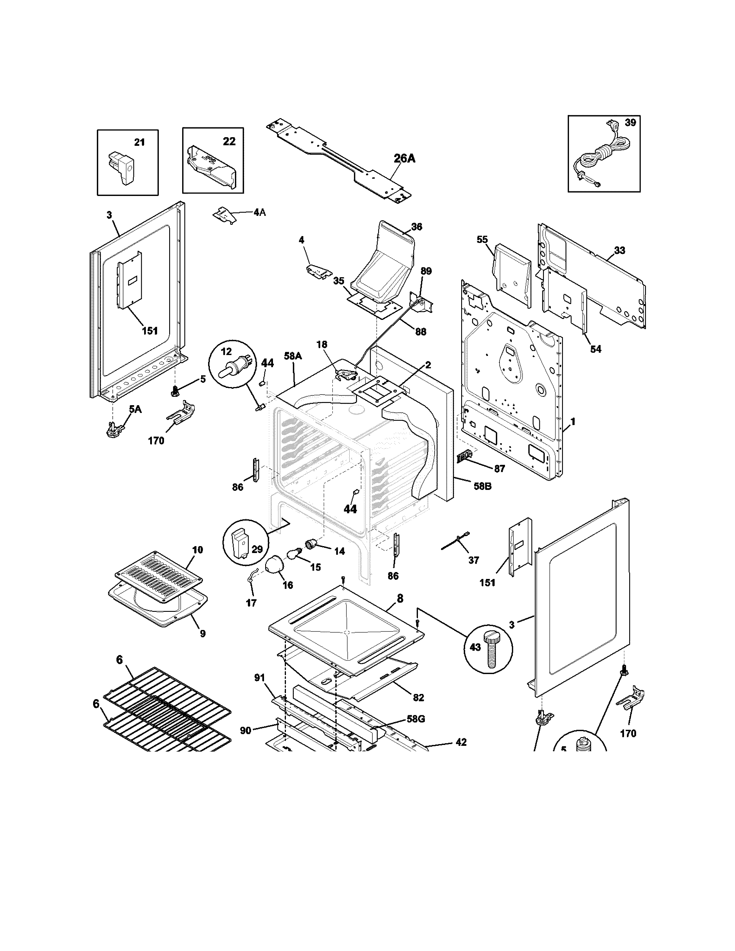 Body Diagram and Parts List for 79074033312  Kenmore Range