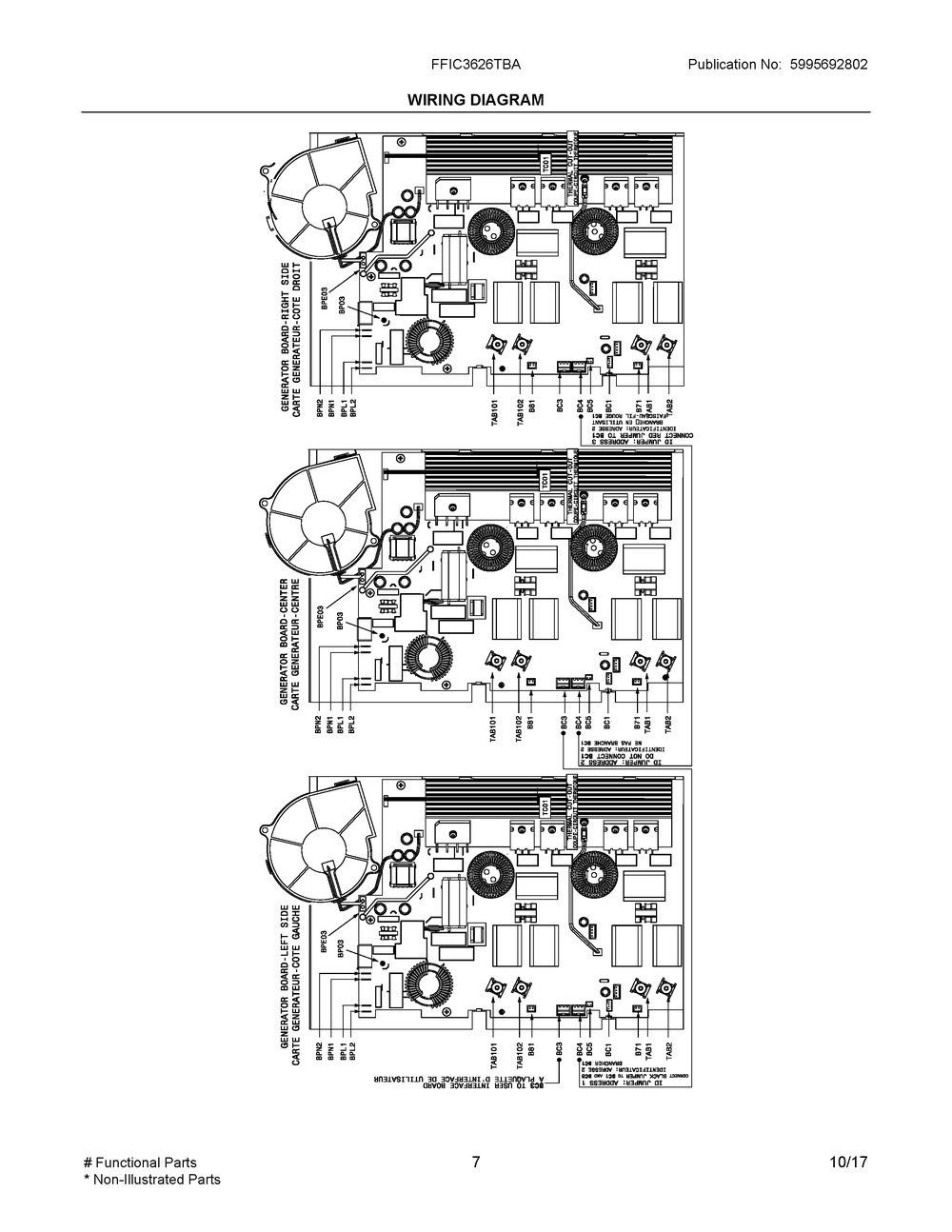 Wiring Diagram Diagram and Parts List for FFIC3626TBA  Frigidaire Cooktop