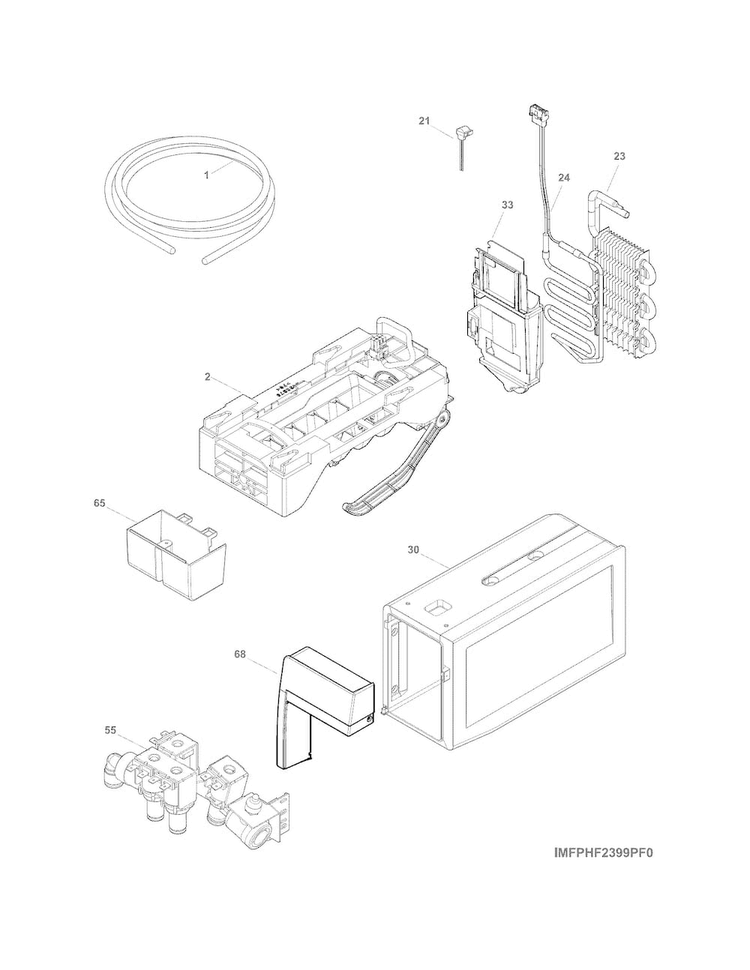 Fresh Food Ice Maker Diagram and Parts List for EW23BC85KS6  Electrolux Refrigerator