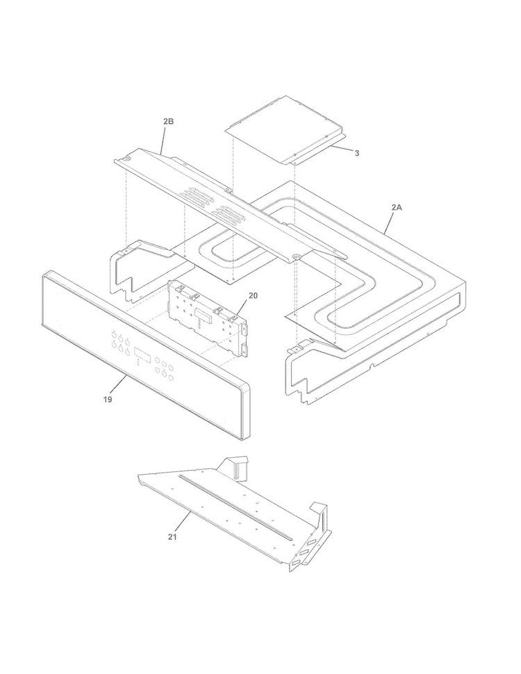 Control Panel Diagram and Parts List for FFEW2725PBB  Frigidaire Wall Oven