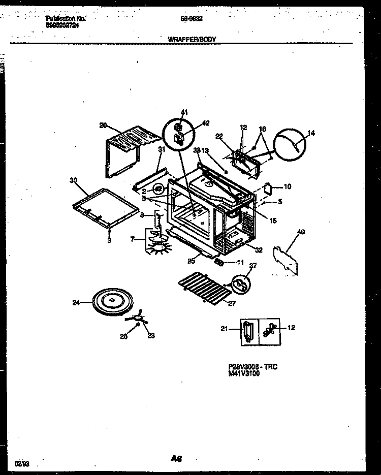 WRAPPER AND BODY PARTS Diagram and Parts List for 56-9832-10-02  Tappan Microwave