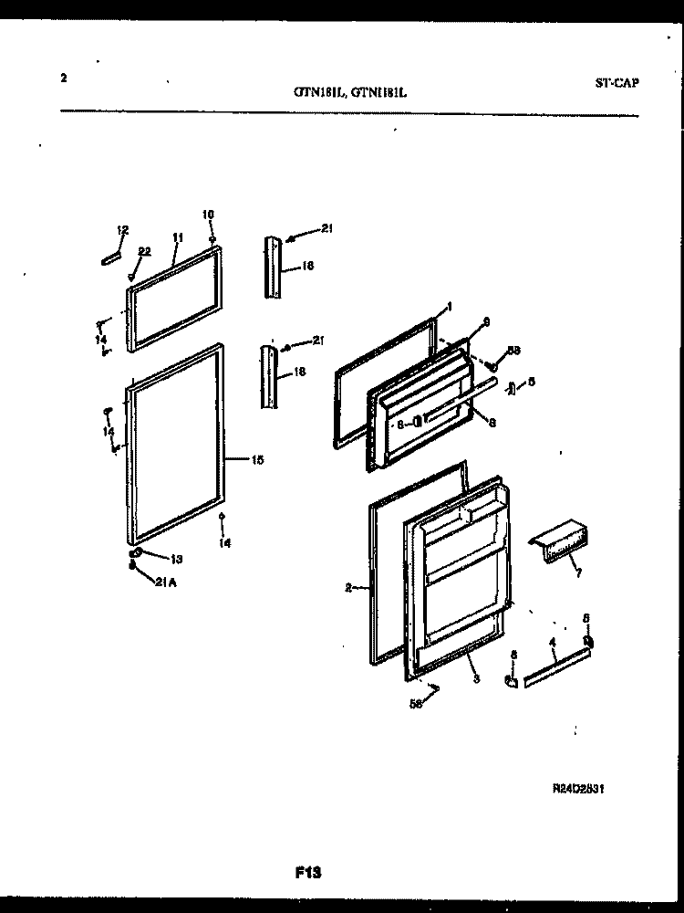 DOOR PARTS Diagram and Parts List for GTNI181WL0-00  Uni Refrigerator