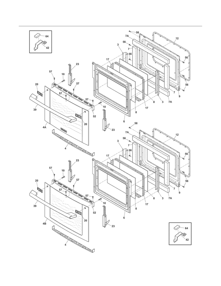 Doors Diagram and Parts List for EW30EW65GS9  Electrolux Wall Oven