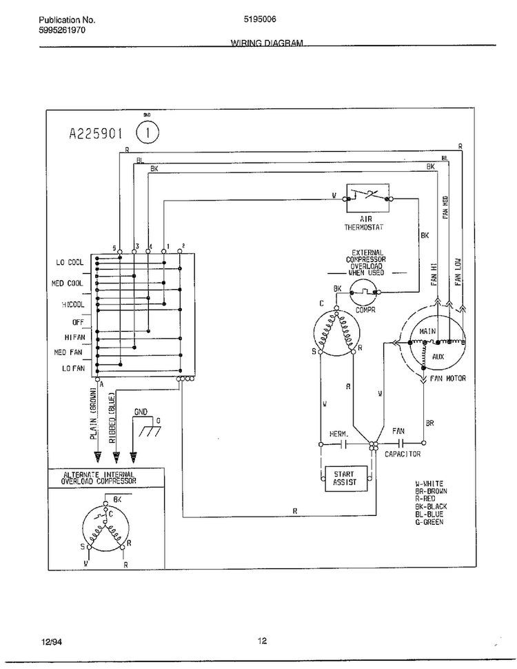 Wiring Diagram Diagram and Parts List for 5195006A  Frigidaire Air Conditioner
