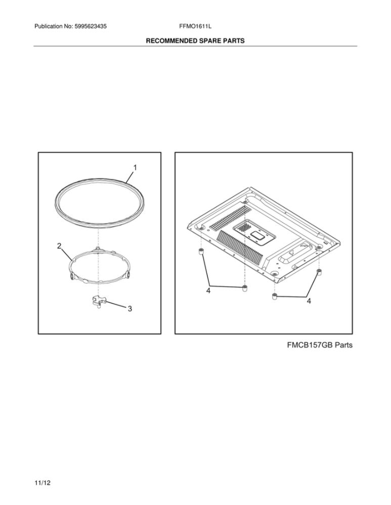 Microwave Diagram and Parts List for FFMO1611LSA  Frigidaire Microwave