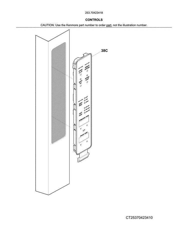 Controls Diagram and Parts List for 25370423418  Kenmore Refrigerator