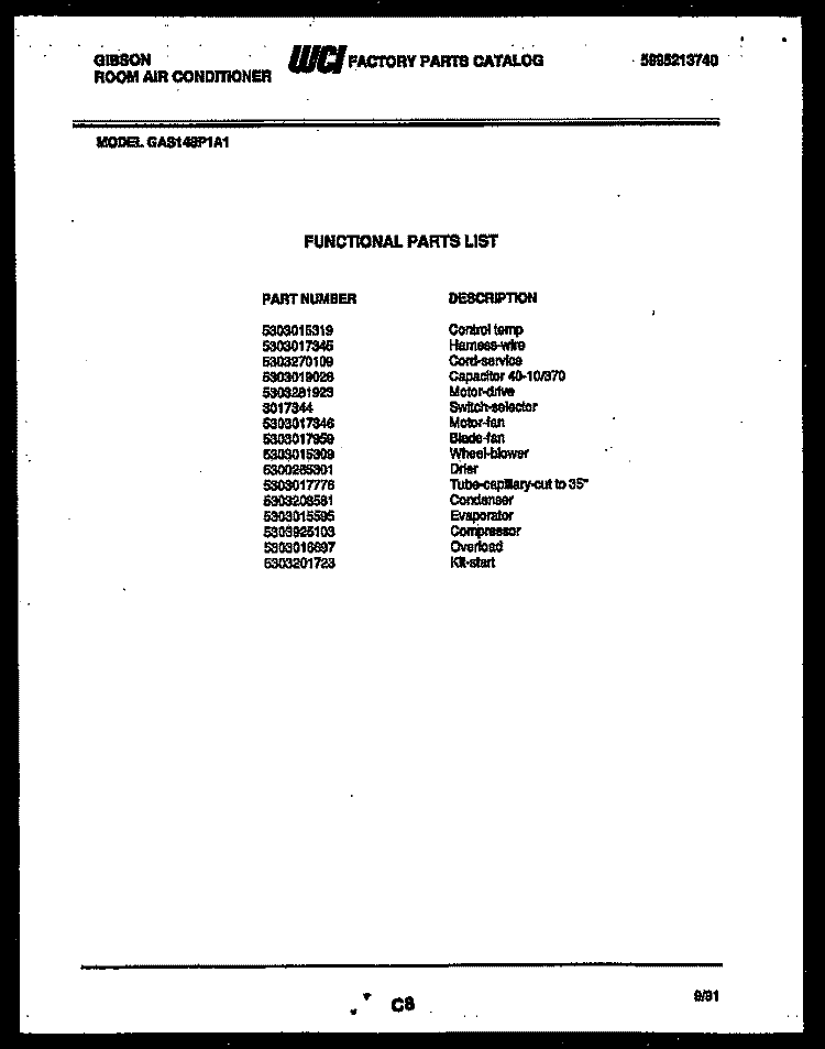 BURNER PARTS Diagram and Parts List for CGC3M2DXD  Gibson Range