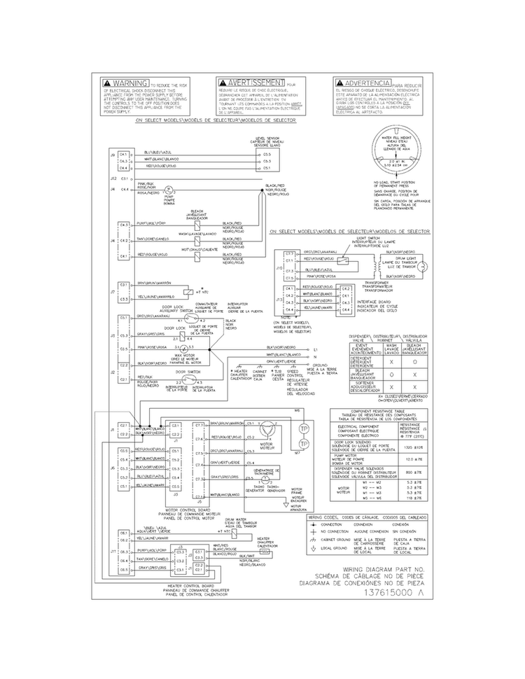Wiring Diagram Diagram and Parts List for FAFW3001LW3  Frigidaire Washer